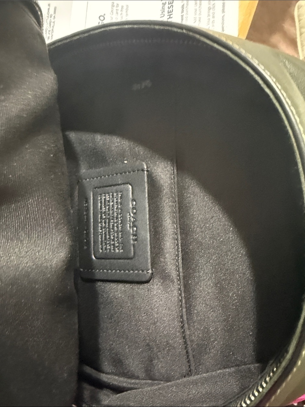 Coach Green Camouflage Leather Sling Backpack - Picture 8 of 9